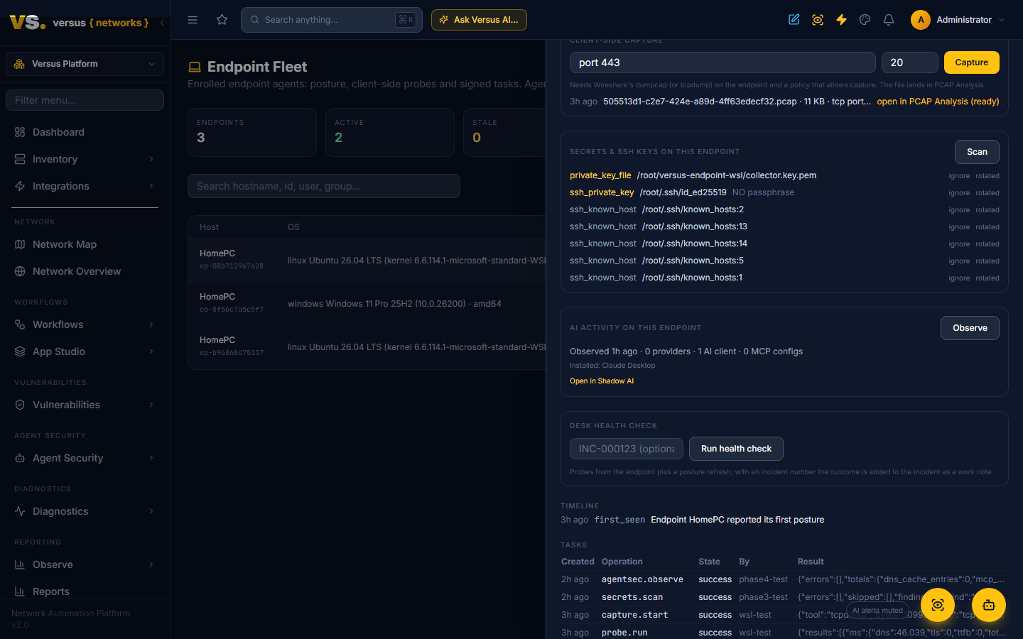 Click to enlarge The endpoint's own AI-activity card in the Fleet drawer