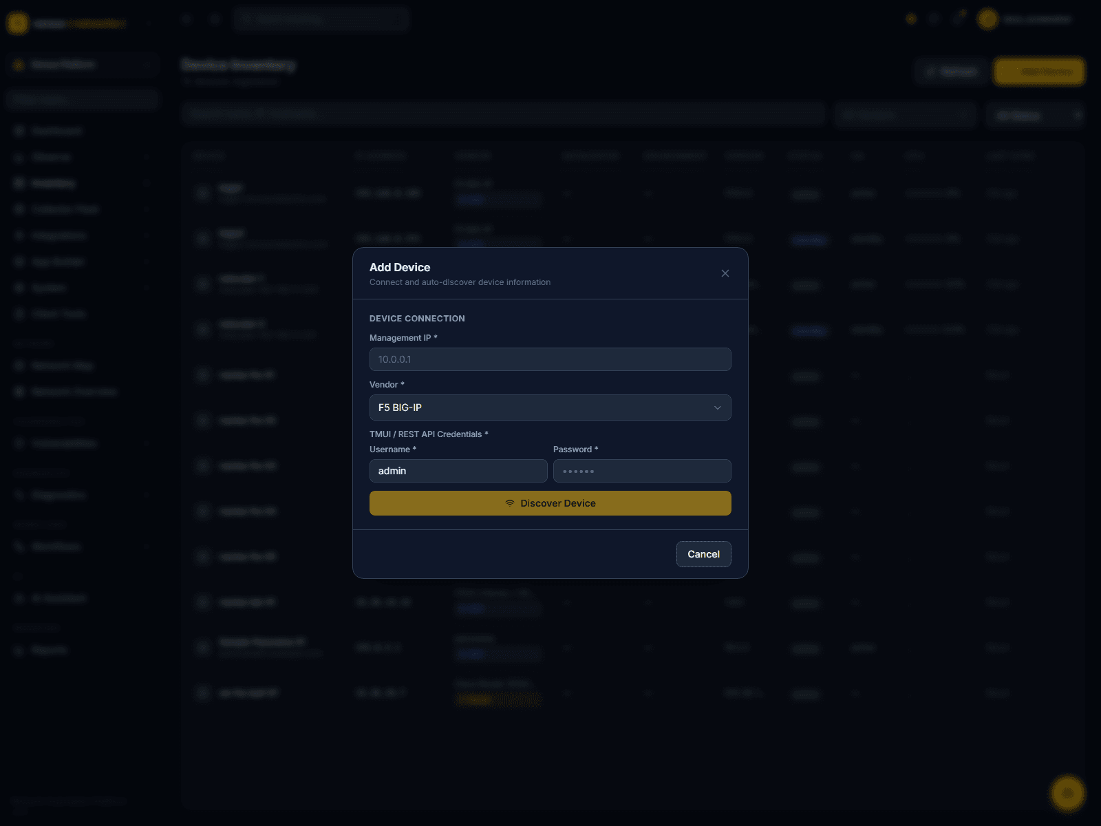 Add Device modal