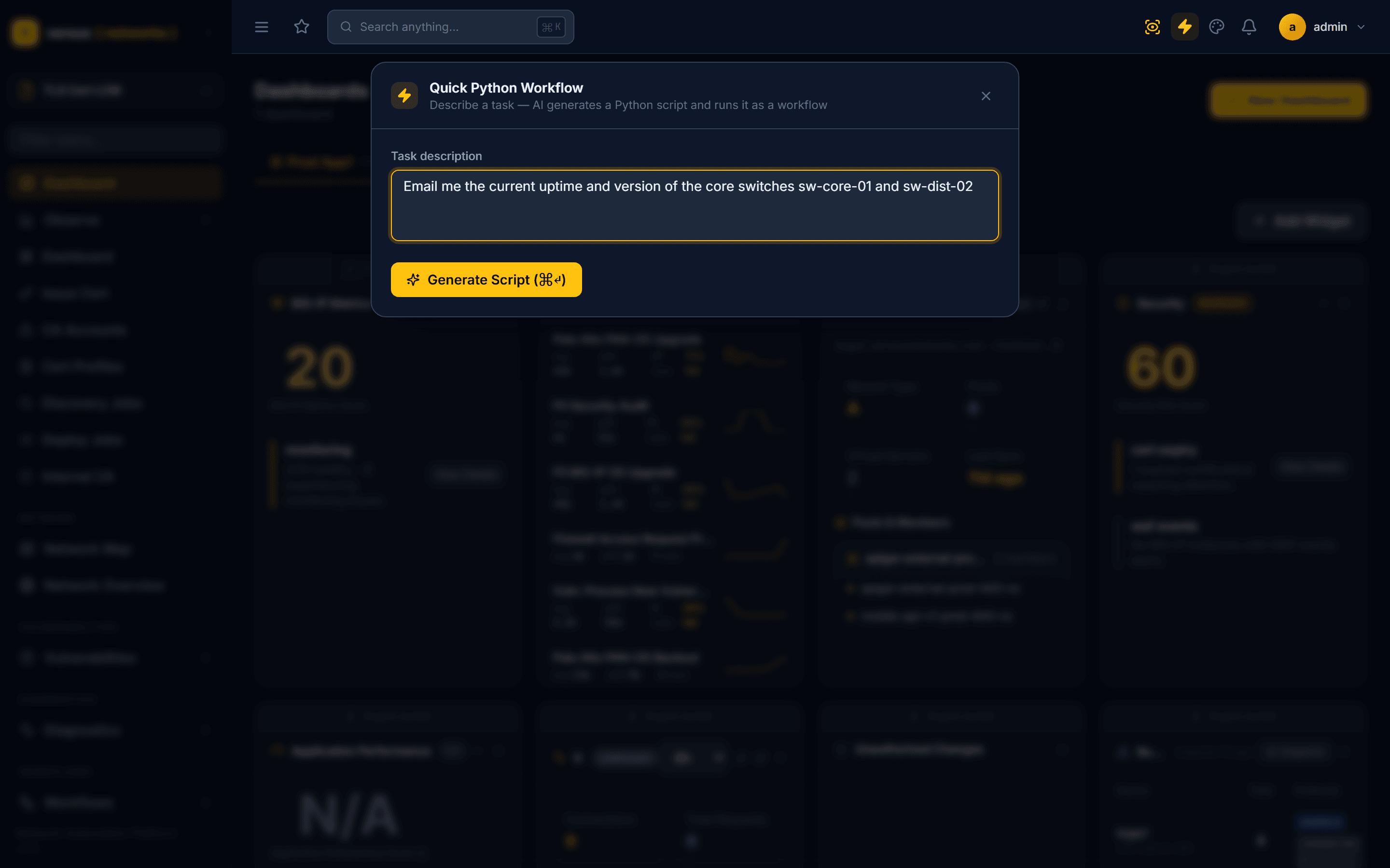 Click to enlarge Typing a task description in the Quick Python Workflow dialog