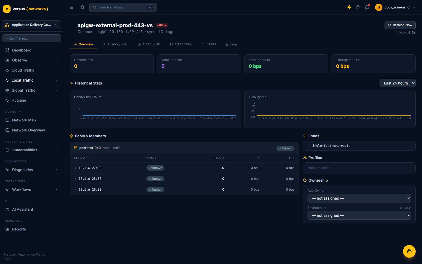 Click to enlarge Virtual server detail page, Overview tab