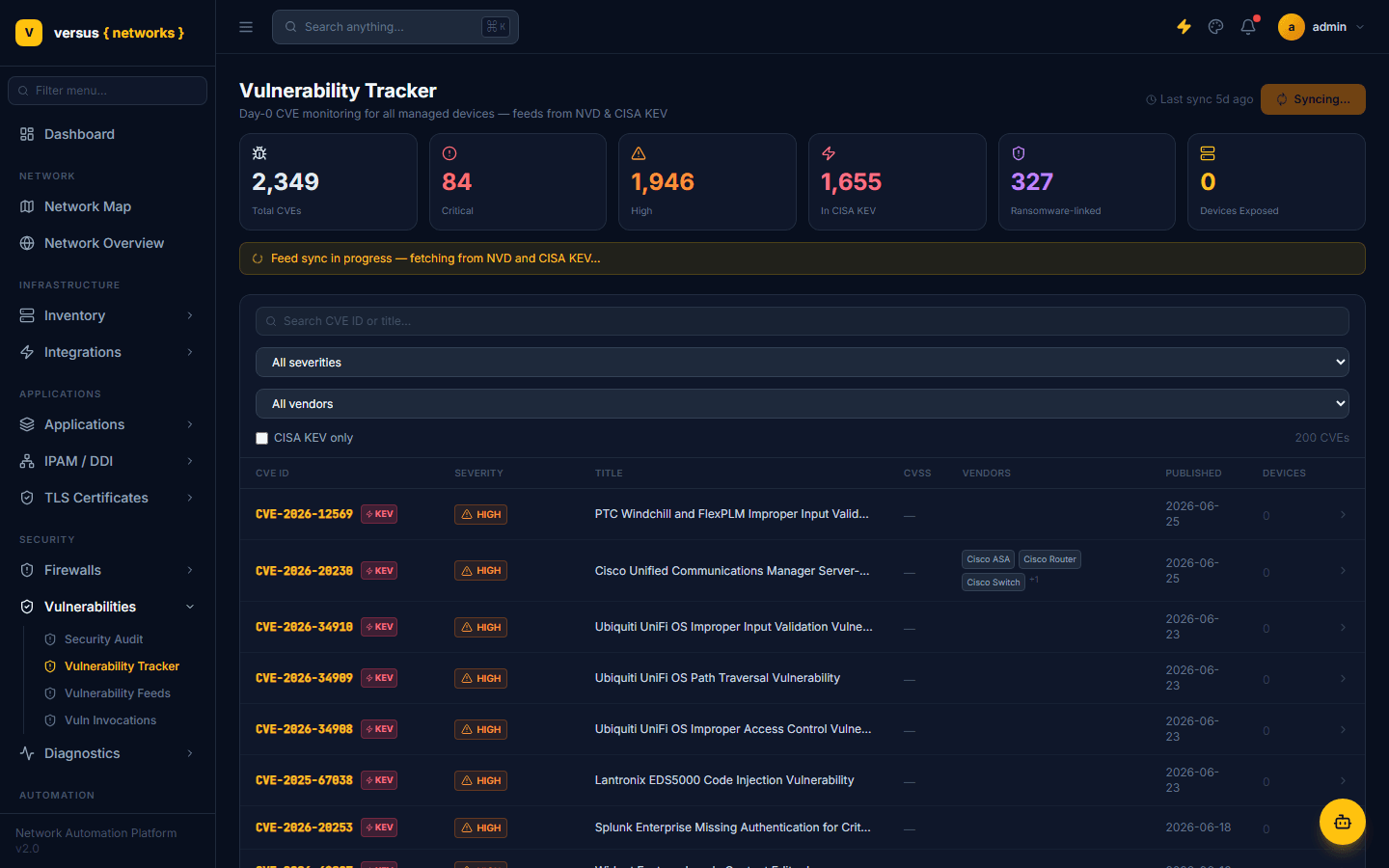 Vulnerability Tracker dashboard
