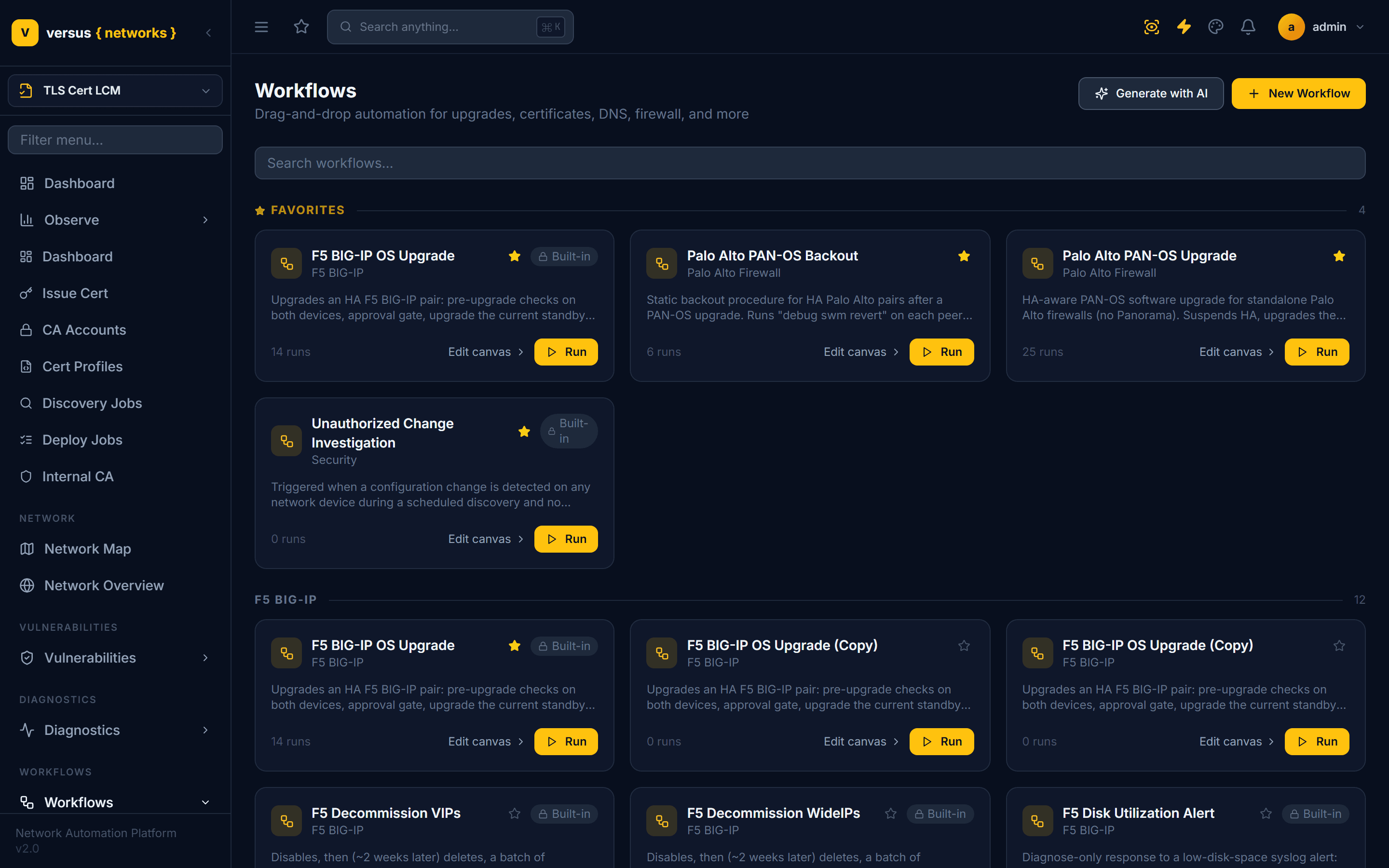 Click to enlarge Workflows list page