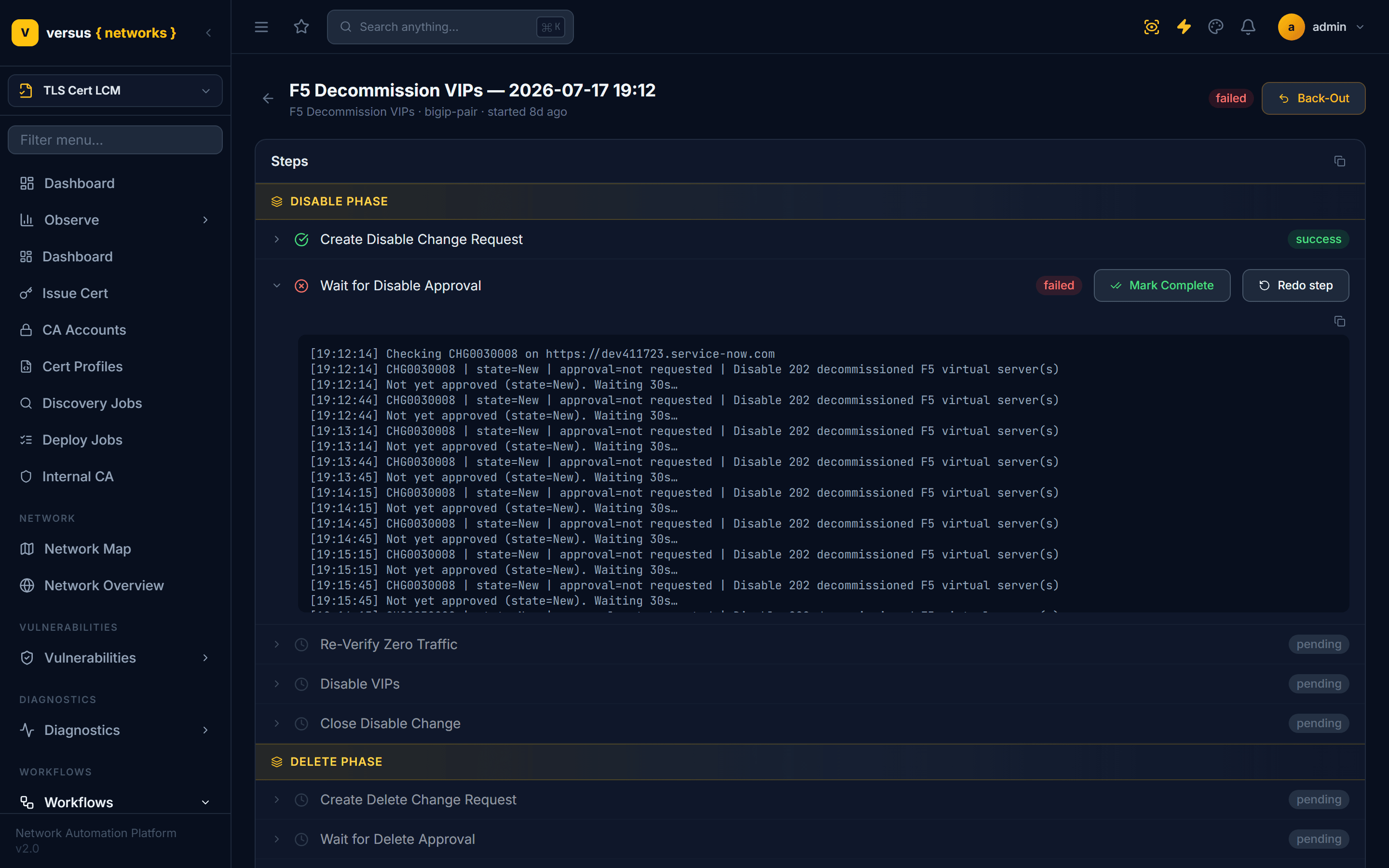 Click to enlarge Workflow run detail with per-step status