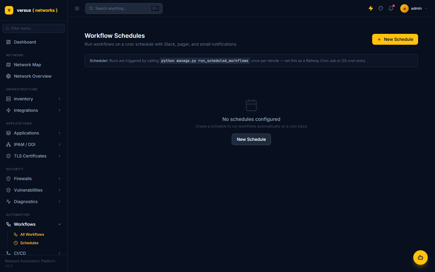 Click to enlarge Workflow Schedules list